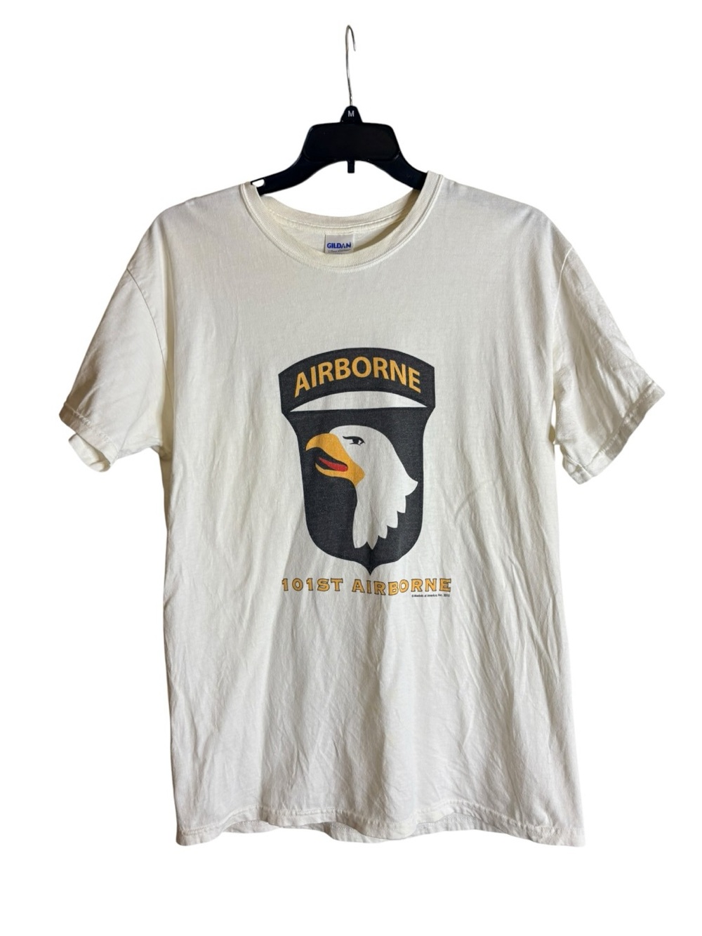 T-Shirt L White 101st Airborne Eagle Graphic Gildan